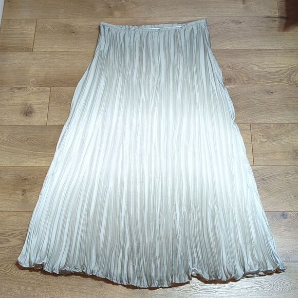 Chico's Green Ombre Ladies Maxi Lined Crinkle Pleated Skirt sz 1.5/ M/10 - Picture 11 of 11